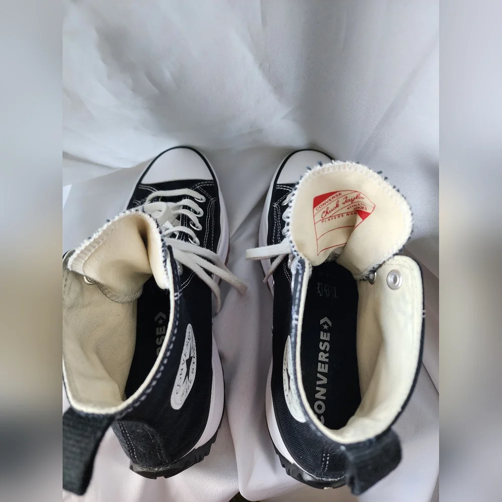 Converse Run Star Hike High Top Sneakers Black White Gum
